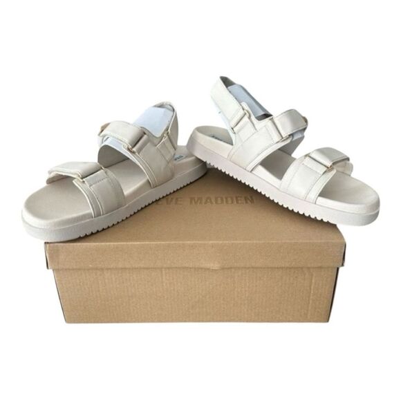 Steve Madden Mona Bone Leather Sandals Women’s Size 12 - Picture 1 of 9